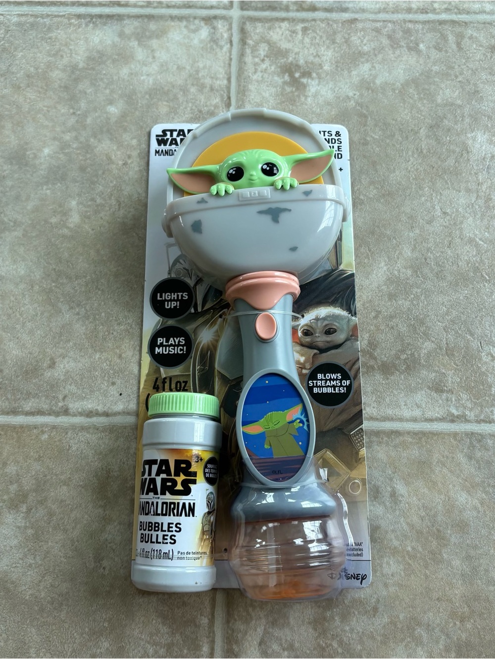 Star Wars Baby Yoda Green and Gray Bubble Wand - Pink Accent